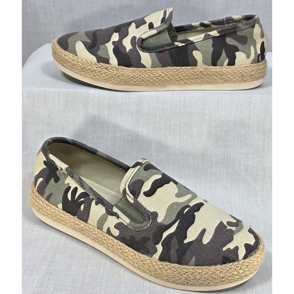 Esprit Womens Camo Slip On Sneakers Espadrille Jute Platform‎ Shoes Size 7